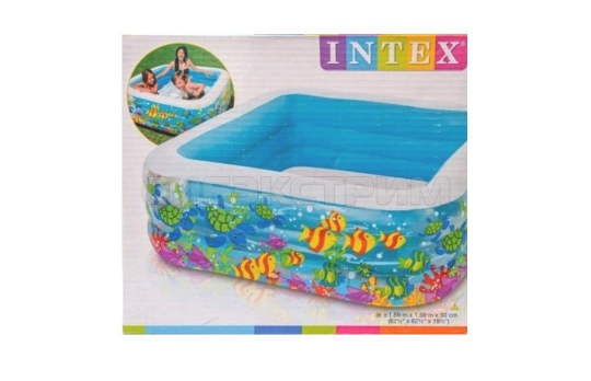 Детский надувной бассейн Intex аквариум 159Х159Х50см