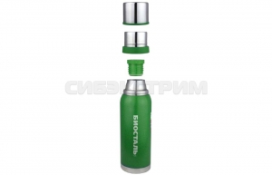 Термос Biostal Охота NBA-1000B 1,0л узкое горло, 2 чашки цвет зеленый