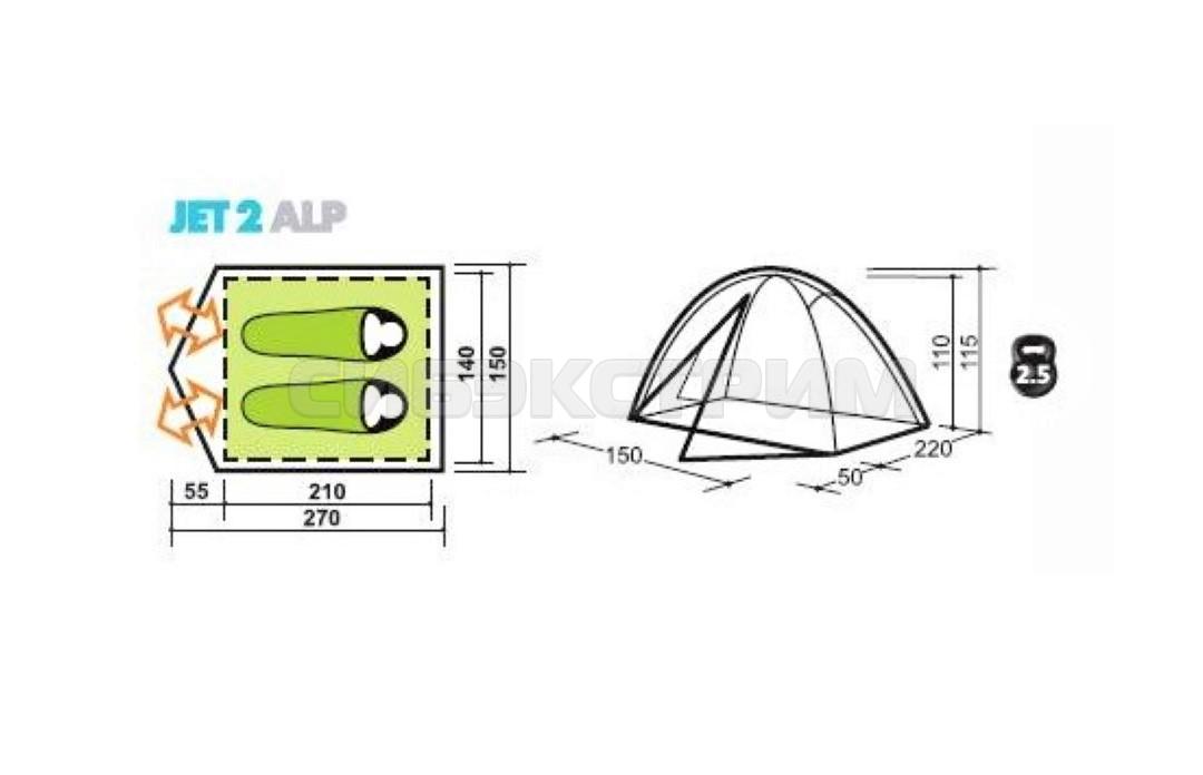 Палатка Canadian Camper Jet 2 AL green