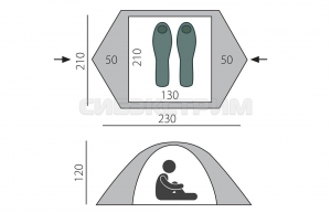 Палатка BTrace Malm 2, 210x250x120 см, зеленый