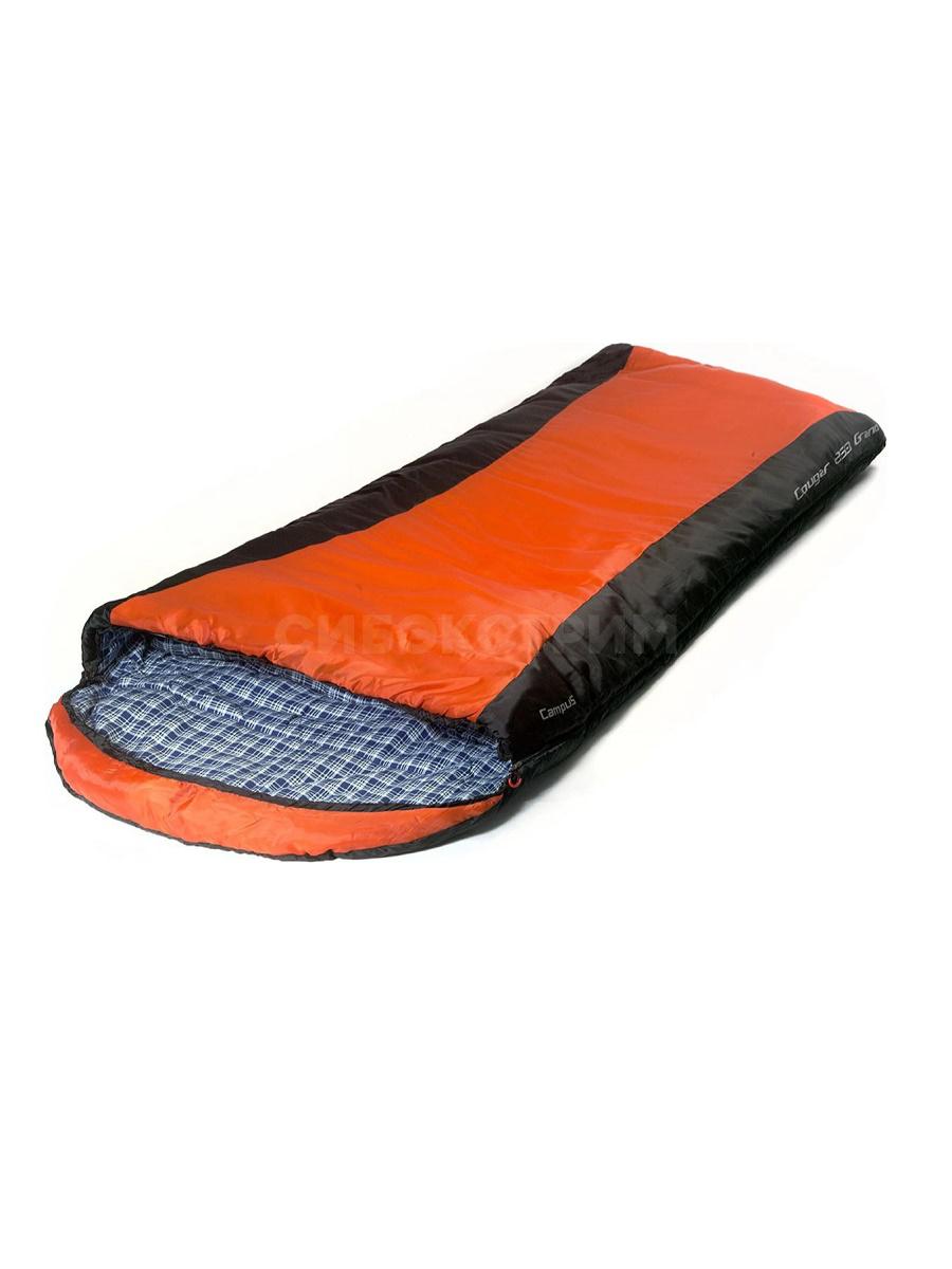 Спальный мешок CAMPUS COGUAR 250 GRAND R-zip 230х80 см. цвет черно-оранжевый