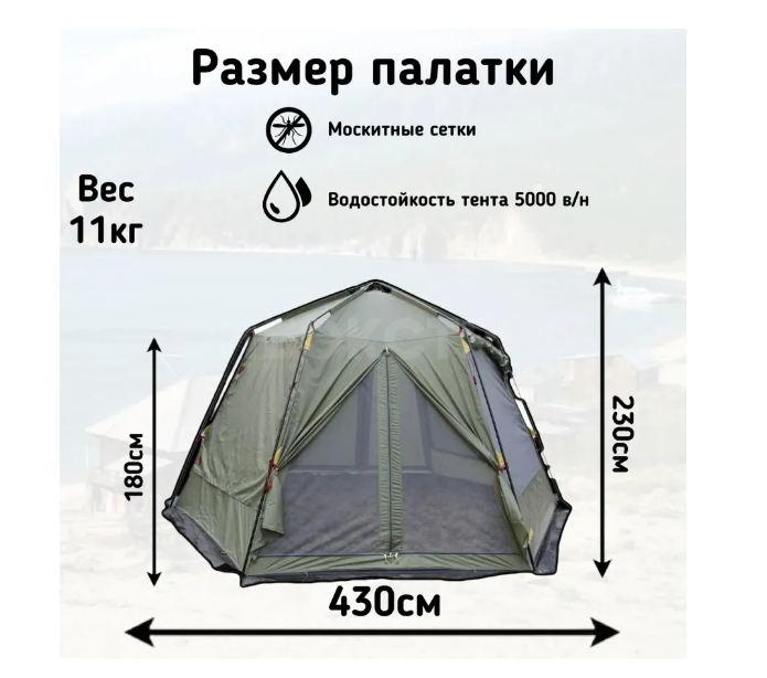 Палатка кухня шатер шестиугольный 430х380х230 см LY-1629