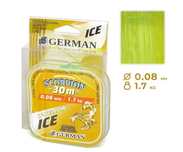 Леска зимняя German W-Yellow 30м (20шт/уп)