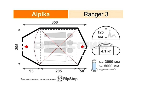 Палатка Alpika Ranger 3